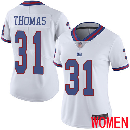 Women New York Giants 31 Michael Thomas Limited White Rush Vapor Untouchable Football NFL Jersey
